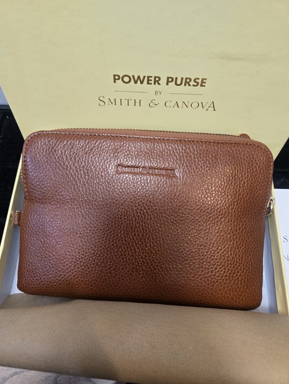 Power Purse By Smith & Canova Genuine Leather Zip-Around Clutch Wristlet